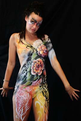 flower covered body paint